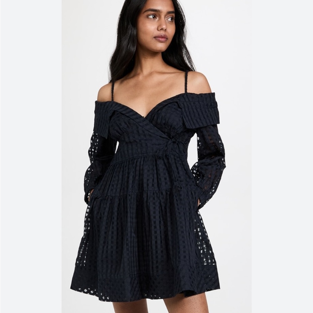 Jonathan Simkhai Cold Shoulder Navy Summer Dress XS